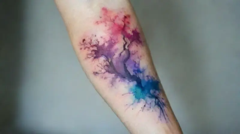 Tatuaje watercolor realista en antebrazo