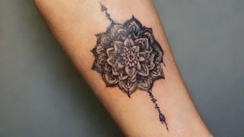Tatuaje mandala realista en antebrazo