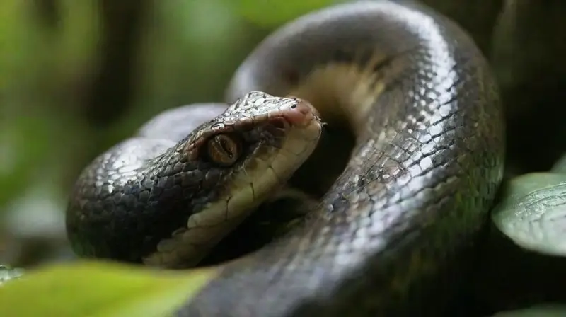 Serpiente anaconda en selva amazónica vibrante