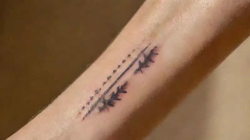Dos brazos con tatuajes en luz natural