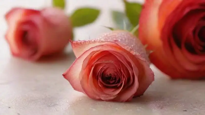 Rosas, detalles realistas en iluminación suave
