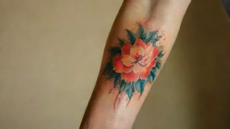 Vista cercana de brazo con tatuaje temporal