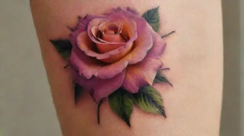 Tatuaje realista de flores y formas geométricas