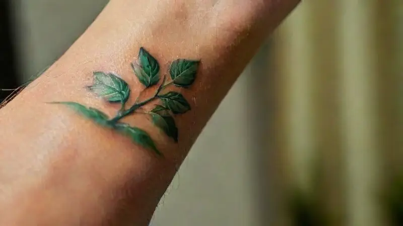 Brazo con tatuaje floral realista y colorido