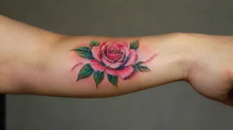 Tatuaje de rosas en antebrazo saludable